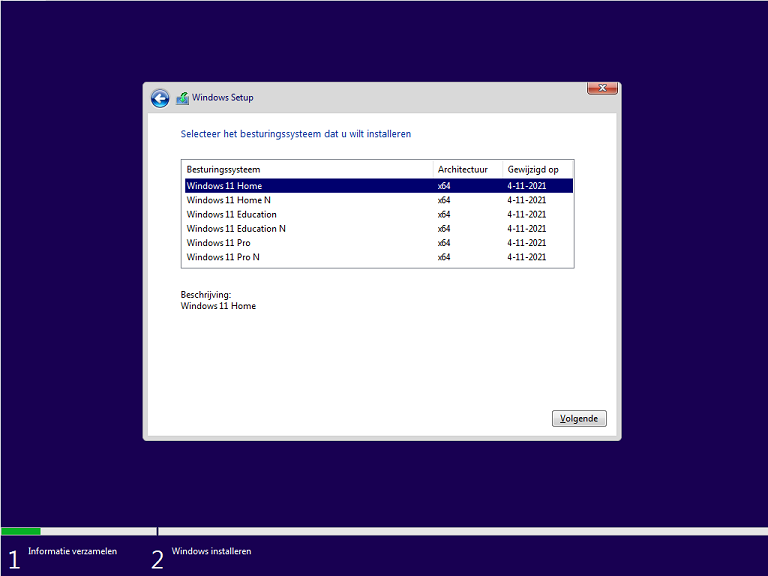Windows 11 versie opties