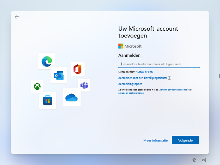 Login met een Microsoft Account